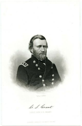Ulysses S Grant,  Civil War General/vicksburg/us President,  Steel Engraving 8458
