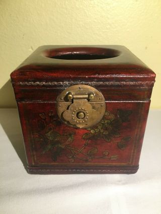 Vintage Chinese Tissue Box Holder Birds And Flowers