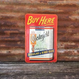 Chesterfield Tobacco Sign Vintage Metal 12 X 18 Antique Cigarette Sign