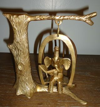 Vintage Whimsical Elephant Solid Brass Figurine Statue Reading Book Swings India