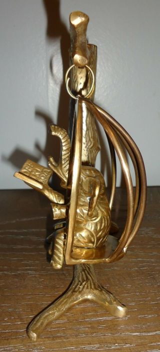 Vintage Whimsical Elephant Solid Brass Figurine Statue Reading Book SWINGS India 3