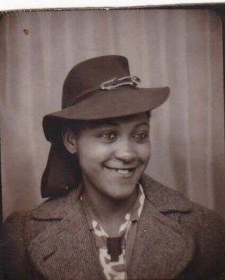 Vintage Photo Booth -,  Sexy African - American Woman,  Wide - Brimmed Hat