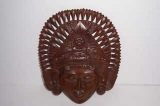 Vintage 1970s Bali Wooden Carved Head Goddess