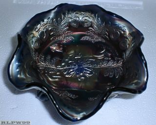 Vintage Imperial Carnival Glass Panther Pattern 5 " 3 Footed Bowl/candy Dish