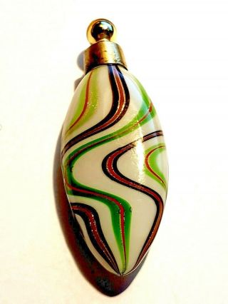 Vintage/antique Germany Lay Down Hand Blown Striped Perfume Bottle