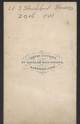 Civil War CDV Union Captain S Strickland Stevens 20th Connecticut Vols. 2