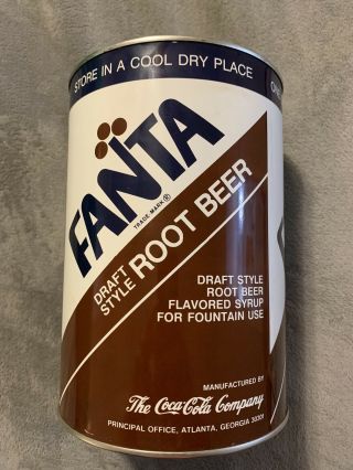 Vintage Fanta Draft Style Root Beer Soda One Gallon Steel Can For Fountain Use