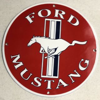Vintage Ford Mustang 11.  5 " Porcelain Metal Gas Oil Sign