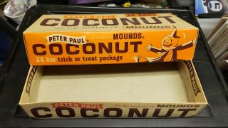 Peter Paul Mounds Coconut 1950s Halloween Scarecrow Candy Bar Box Store Display