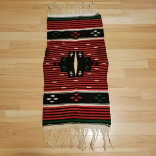 Vintage Navajo Textile Saddle Blanket,  Wall Hanging,  Red 15 X 31 " C.  1940s