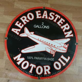 Aero Eastern Motor Oil Porcelain Enamel Sign 30 Inches Round