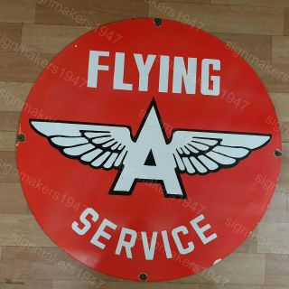 Flying A Service Porcelain Enamel Sign 30 Inches Round