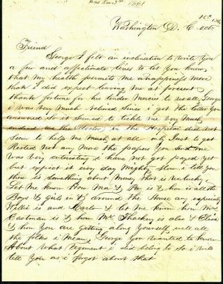 Civil War Letter - Washington Dc - 1862