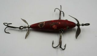 Vintage Pflueger Wizard Minnow Wood Fishing Lure Glass Eyes