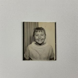 Adorable Young Girl Smiling Big In The Photobooth,  Vintage Photo 20654