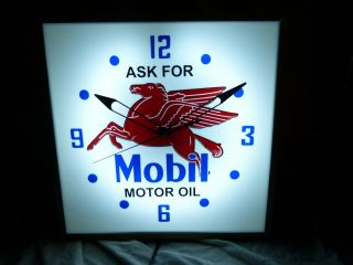 Large lighted Mobil Oil gas station clock sign Gulf oil Sunoco gas garage sign 3