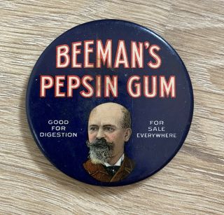 Vintage Antique Celluloid Pocket Mirror Advertising Beeman’s Pepsin Gum