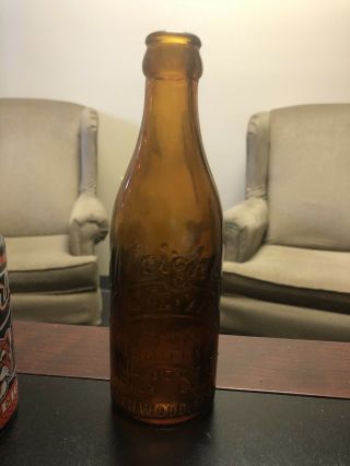 Straight Sided Amber Script “wright’s” Coca - Cola Bottle Greenwood,  Mississippi