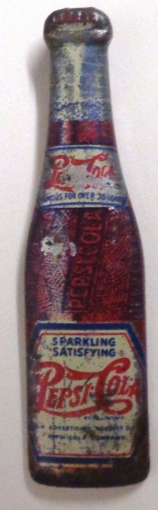 Vintage Pepsi - Cola Figural Steel Bottle Opener Pepsi Cola Pop Advertising Ad Old