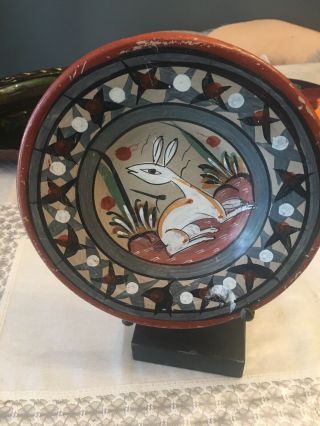 Vintage Barnished Tonala Mexico Mexican Pottery Plate - Small 8 "
