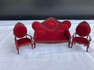 Miniature Dollhouse Victorian Couch And Chairs 1:12 Scale