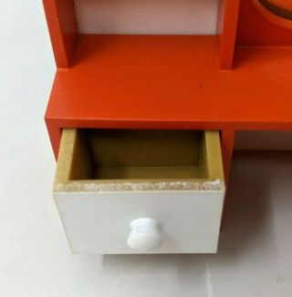 VTG Lundby Dollhouse Miniature 3 Pc Bedroom Set Red Heart Bed Headboard Stool 3