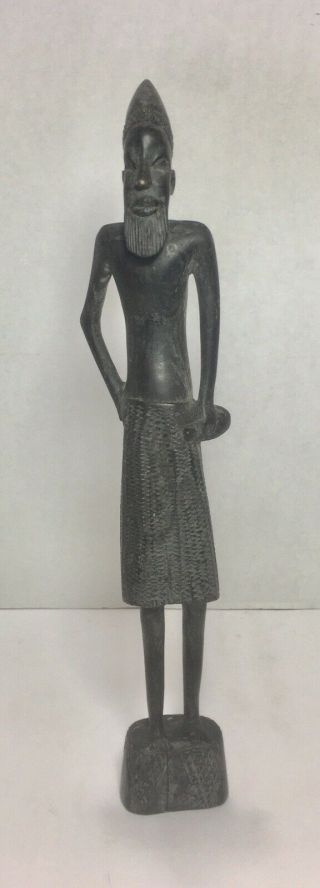 Vintage Hand Carved African Wooden Statue 14 "