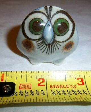 Vintage Ken Edwards Tonala Mexico Pottery Owl Hand Painted Bird Art 1 3/4 " Tall