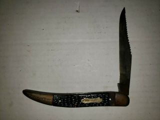 Vintage Colonial Folding Fish Knife Blade Scaler Black Handle Made In Usa