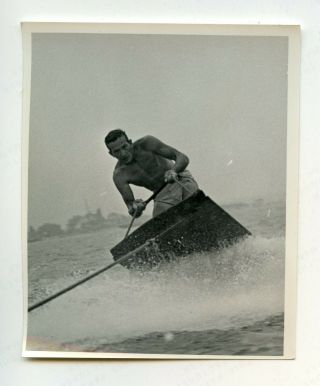 24 Vintage Photo Swimsuit Water Skiing Man P.  O.  V.  Snapshot Gay