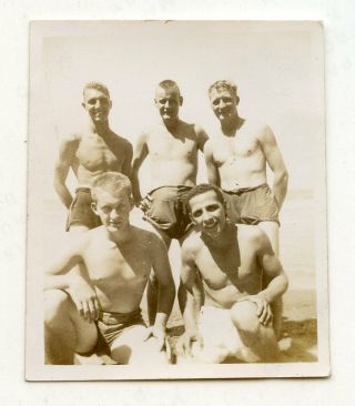 17 Vintage Photo Swimsuit Buddy Boy Men Pals At Beach Snapshot Gay