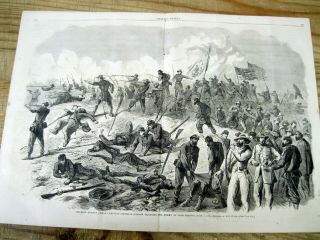 1864 Illustrated Civil War Newspaper W Engraving Battle Of Cold Harbor Virginia