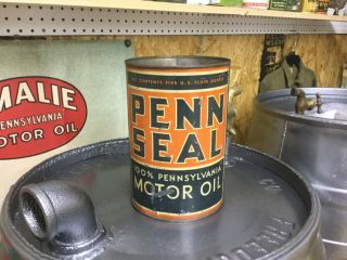 Scarce Penn Seal 5 Qt Motor Oil Can Oil City Pa Pump Globe Sign