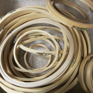 30 Vintage Wooden Embroidery Hoops With Screw Tighteners Various Sizes & Shapes