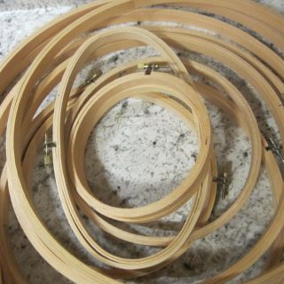 30 Vintage Wooden Embroidery Hoops with Screw Tighteners Various Sizes & Shapes 2