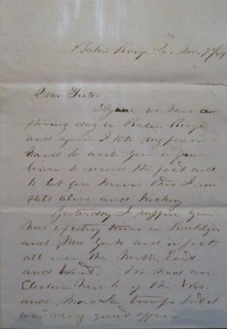 Civil War Letter From Baton Rouge Day After Lincoln 
