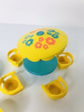 Fisher Price Vintage Little People Pool Patio Table Chairs Umbrella Grill Flower 2