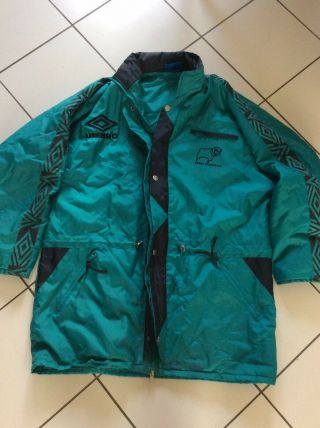 Rare Vintage 1990’s Umbro Derby County Green Manager’s Football Jacket