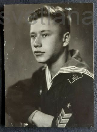 1952 Sailor Military Naval School Handsome Young Boy Guy Teen Soviet Vtg Photo