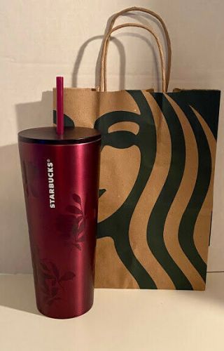 Starbucks Fall 2020 Plum Rose Stainless Steel Tumbler Venti 24oz Cold Cup Nwt