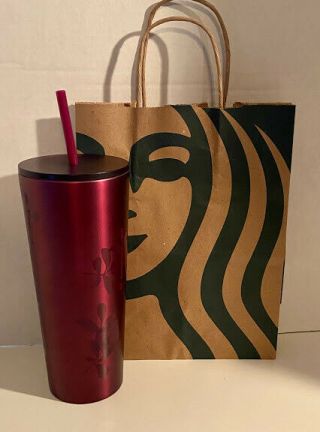 Starbucks Fall 2020 Plum Rose Stainless Steel Tumbler Venti 24oz Cold Cup NWT 2