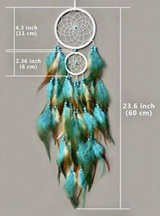TooglBox Handmade Native American Indian Dream Catcher Blue with Real Feather. 2
