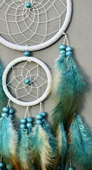 TooglBox Handmade Native American Indian Dream Catcher Blue with Real Feather. 3