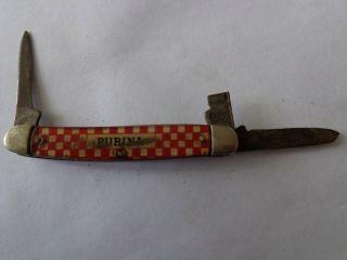 Kutmaster? Vintage " Purina " Pocket Knife Utica Ny Made In Usa - As Found