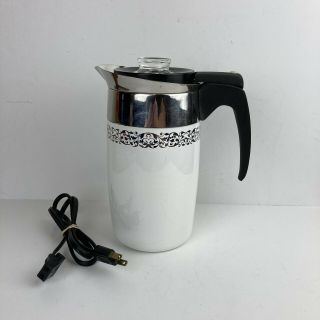 Vintage Corning Ware Electric 6 Cup Coffee Percolator P - 406 - Ep Platinum Filagree