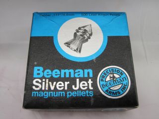 Beeman Vintage Silver Jet Magnum.  177 Cal Pellets In 500 Box - Made In Japan