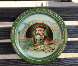 Cortez Cigars Key West Advertising Cigar Tobacco Tin Litho Tray Great Graphics