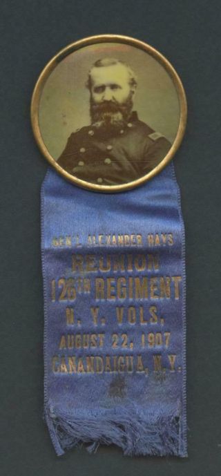 1907 G.  A.  R.  Civil War Photo Medal - Gettysburg - General Hays - 126th N.  Y.  Vol.