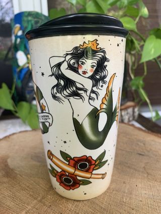 Rare Starbucks 2016 Siren Mermaid Tattoo Ceramic Double Wall Tumbler 12oz.  Nwt
