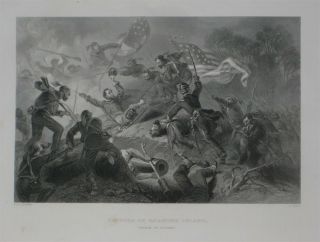 1865 Civil War Engraving Battle Of Roanoke Island North Carolina Darley